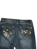 Dark Wash Straight-Leg Jeans with Subtle Distressing (XL)