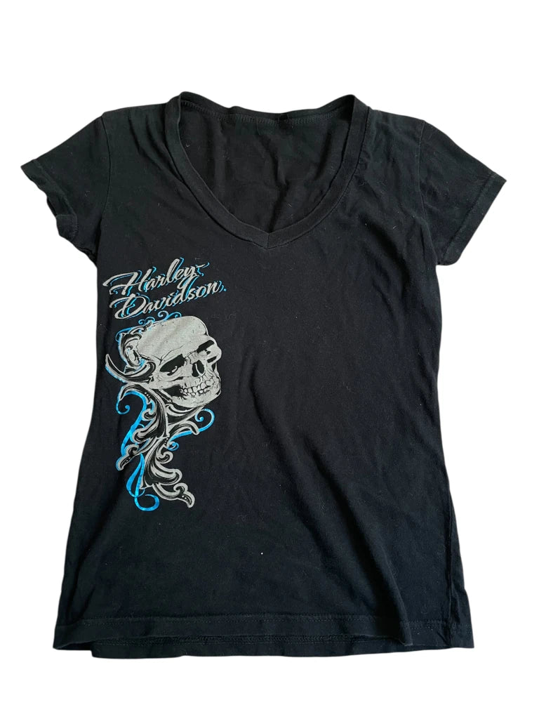 skull ride – harley v-neck tee (S?)