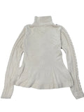 Beige Cable Knit Sweater with Rhinestone Embellishments (M)