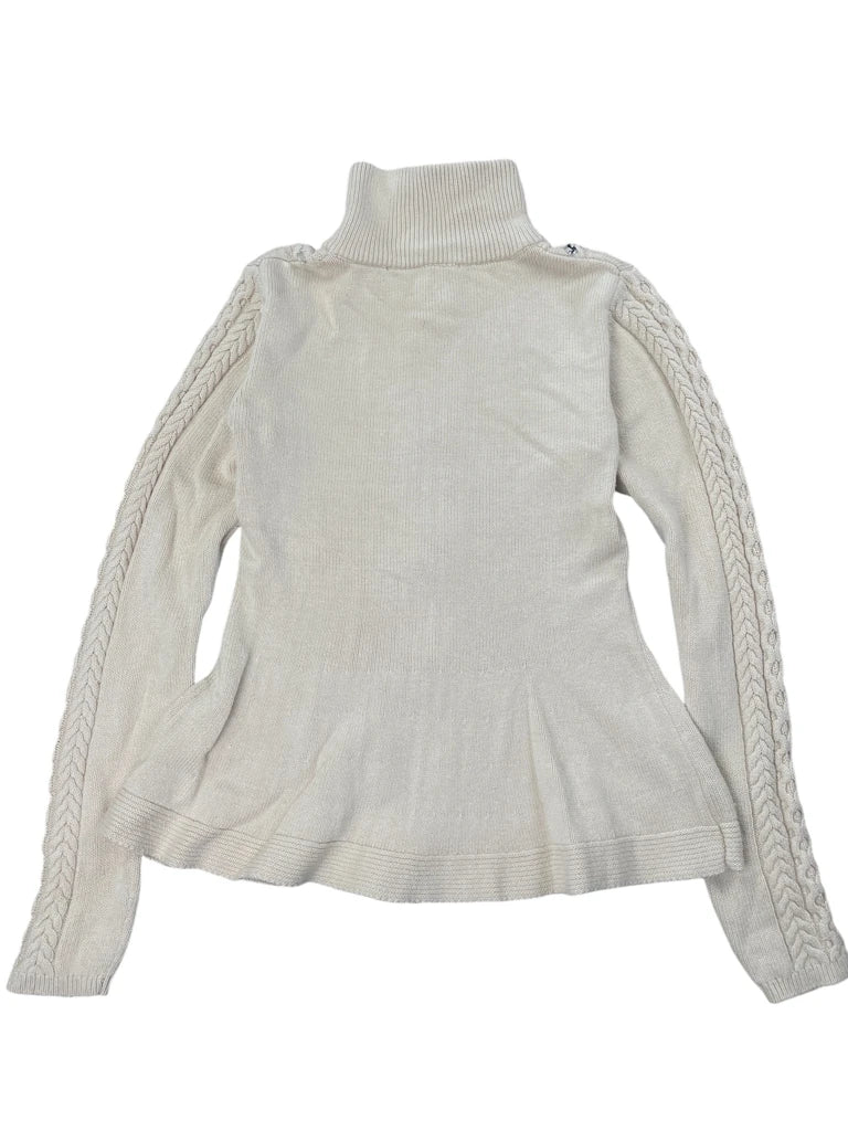 Beige Cable Knit Sweater with Rhinestone Embellishments (M)