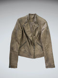 Vintage Brown Faux Leather Button Jacket Women (M)