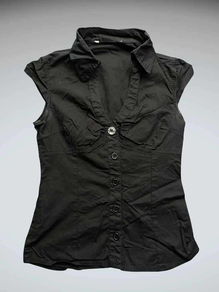 Black Lightweight Vest with Buttons (M)