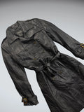Terry Lewis Black Long Leather Coat (XS)