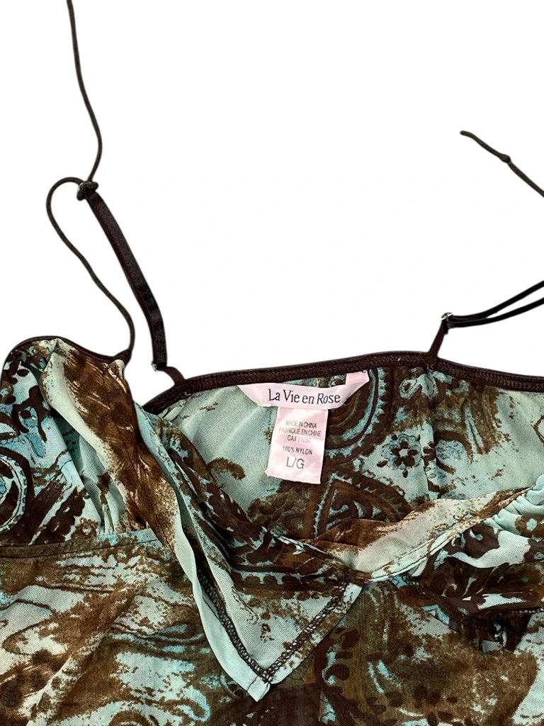 La Vie en Rose Brown Paisley Slip Dress (L)