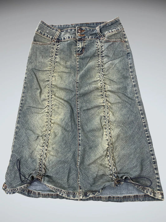 Jou Jou Distressed Wash Denim Skirt (L)