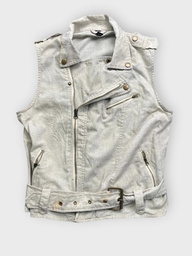front view, Beige Button Vest Jacket, vintage Y2K second hand piece