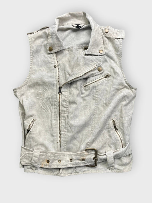 front view, Beige Button Vest Jacket, vintage Y2K second hand piece