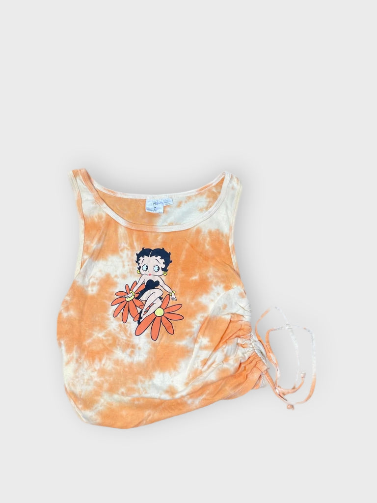 detail view, Betty Boop flower top, vintage Y2K second hand piece