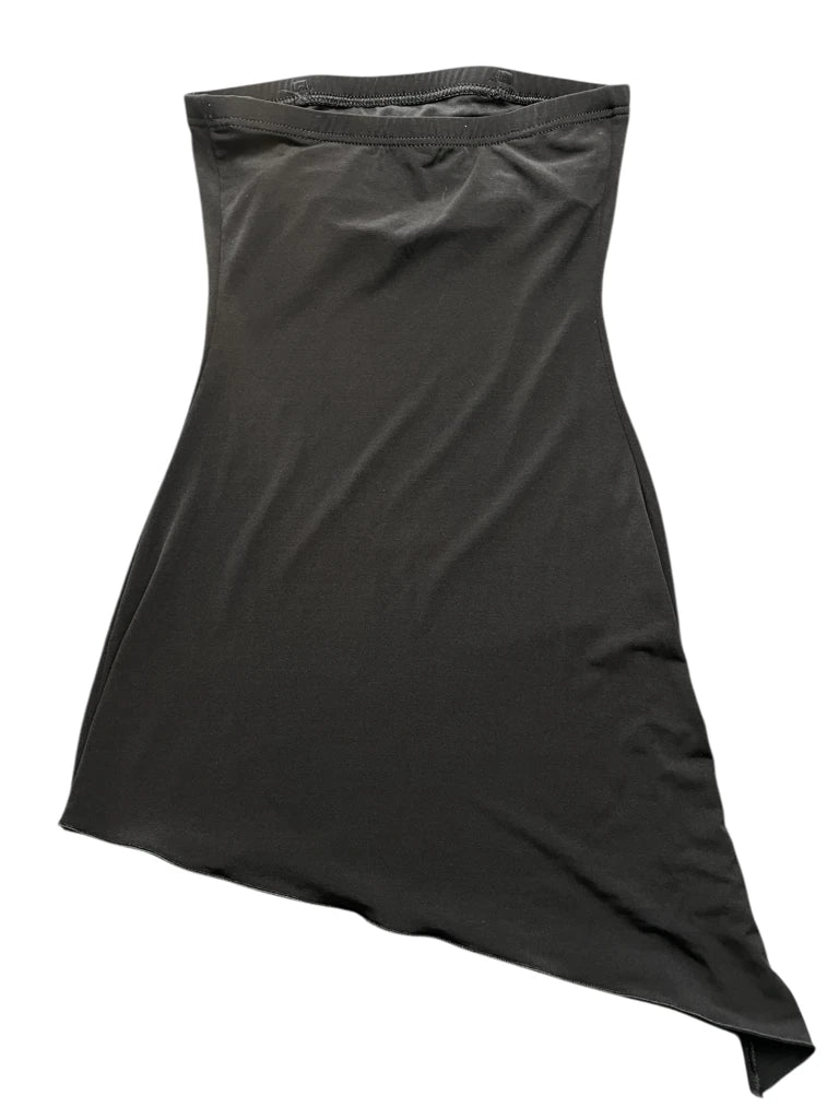 Minimalist Black Asymmetric Strapless Top (S)