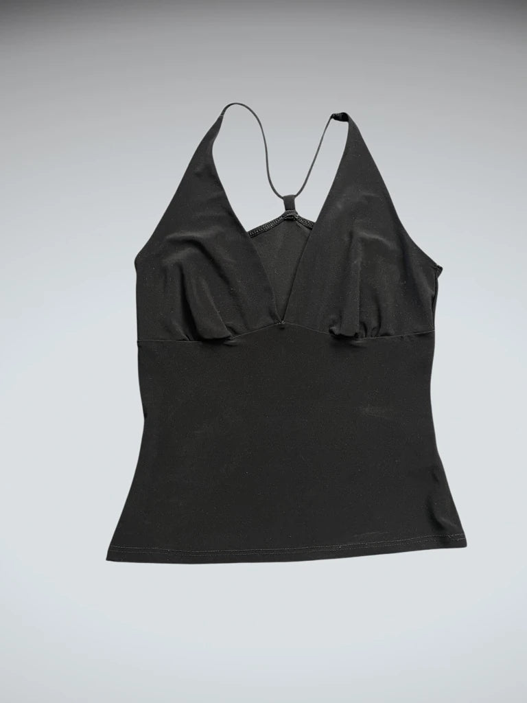 Minimalist Black Ruffle Strap Cami (S)