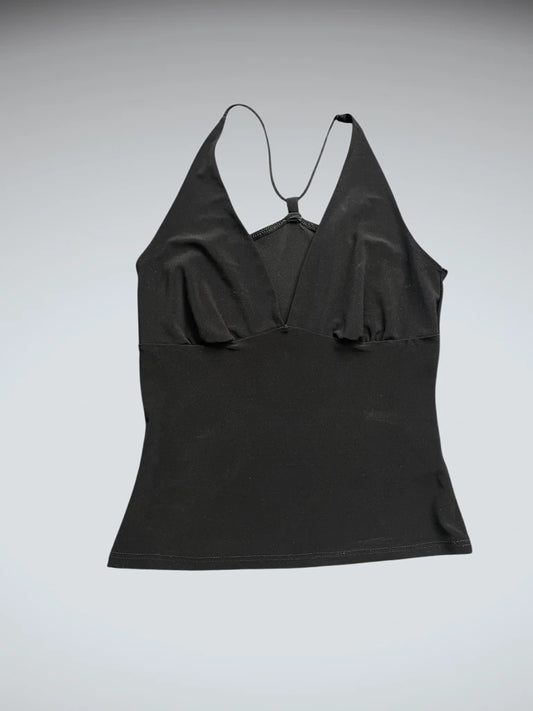 Minimalist Black Ruffle Strap Cami (S)