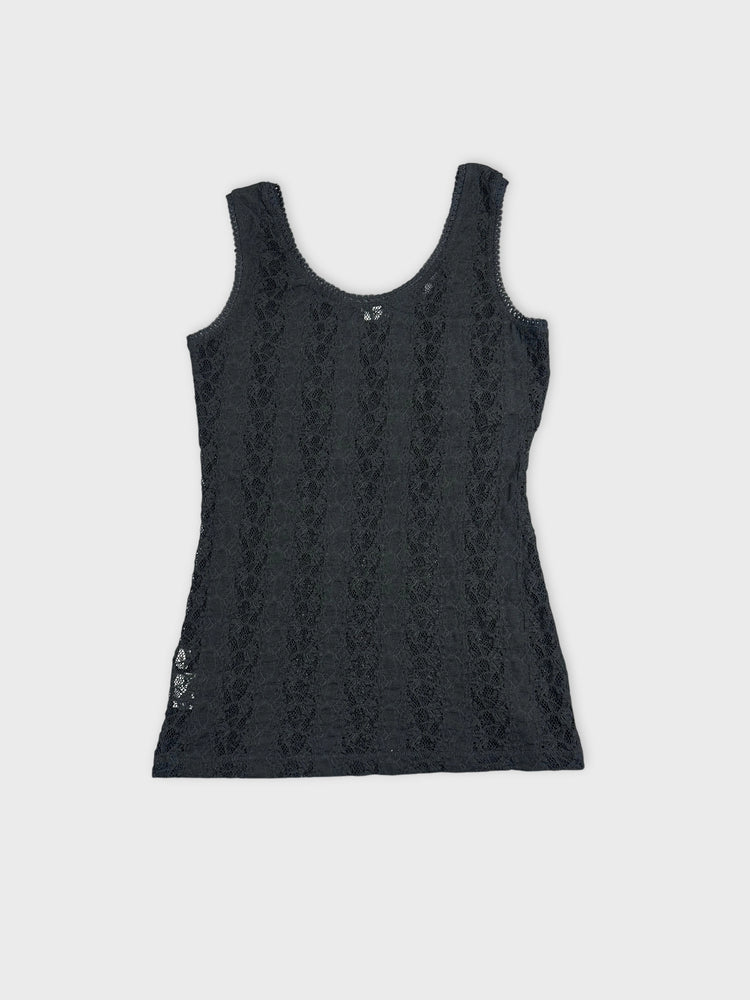 Stylish Black Lace Top with Stunning Detail (S)