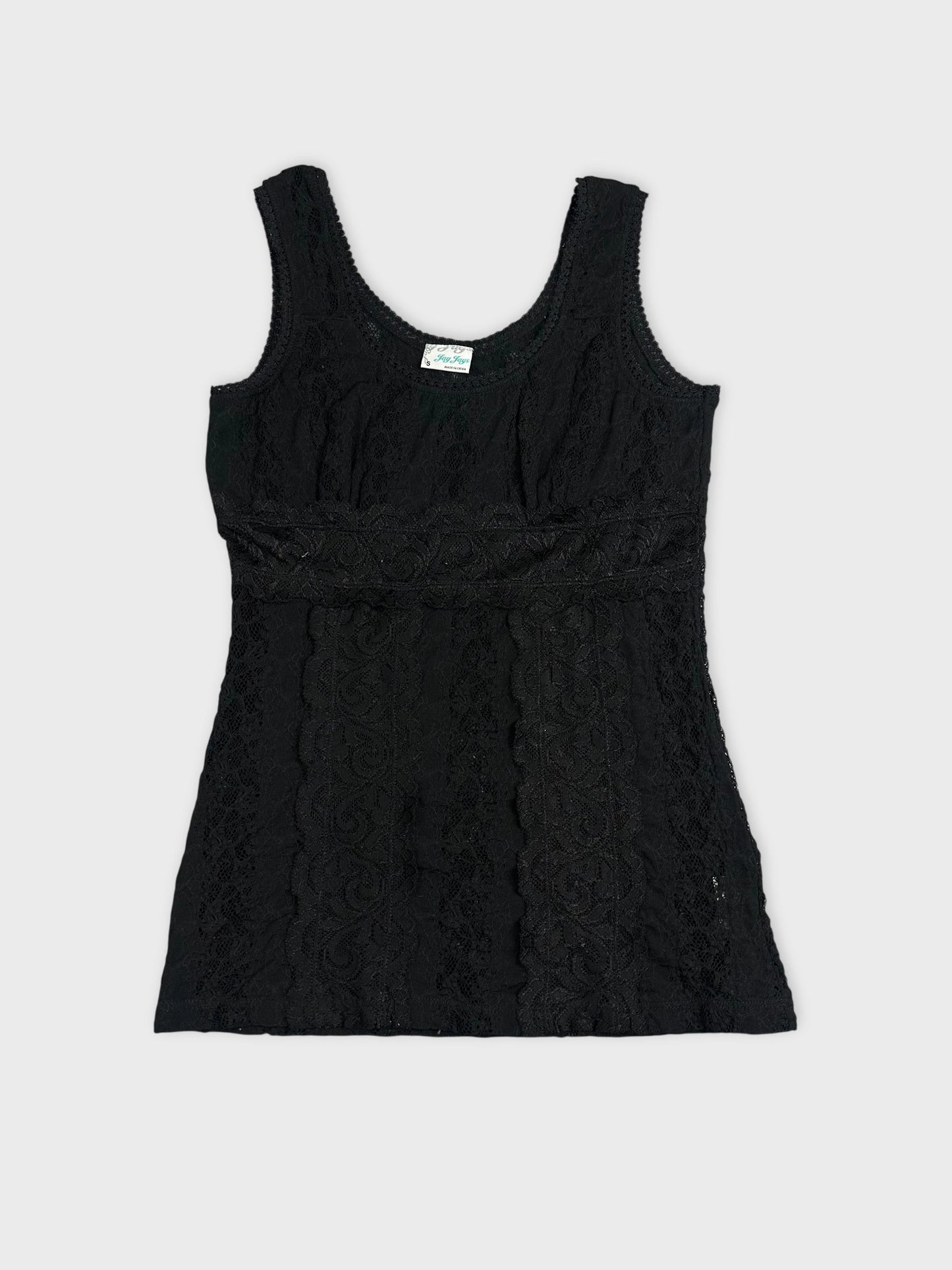 Black lace top with intricate pattern front view