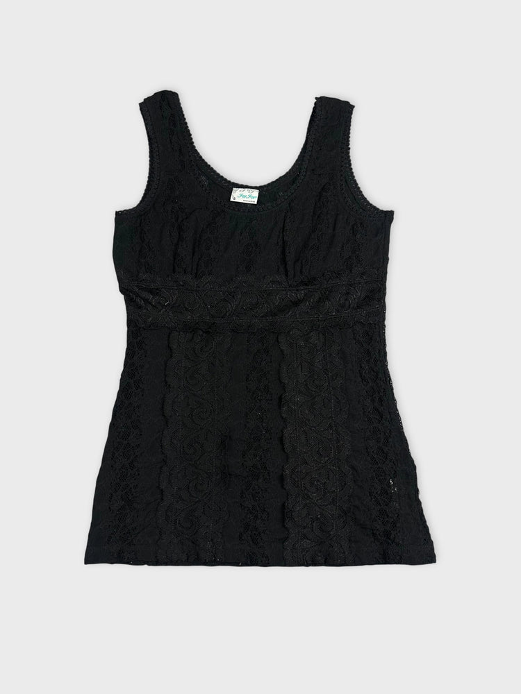 Stylish Black Lace Top with Stunning Detail (S)