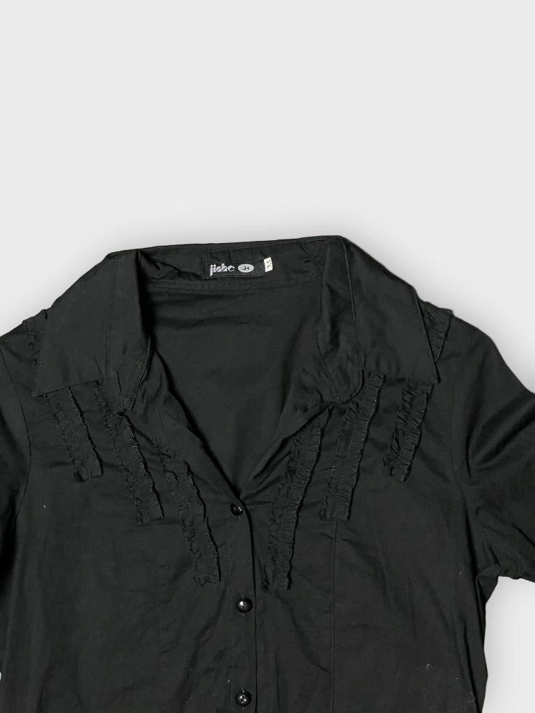 detail view, Jiche Black Shirt, vintage Y2K second hand piece