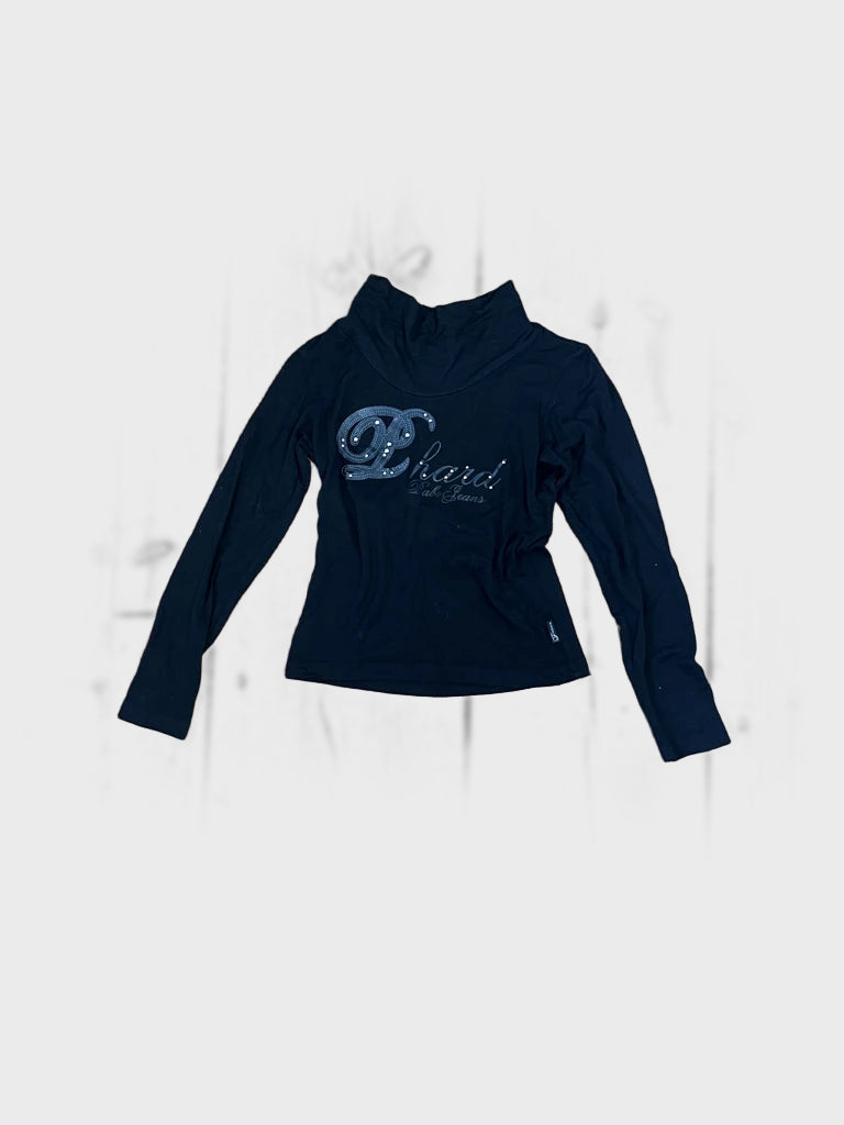 detail view, Phardbabe Jeans Black Turtleneck Long Sleeve, vintage Y2K second hand piece, image 6