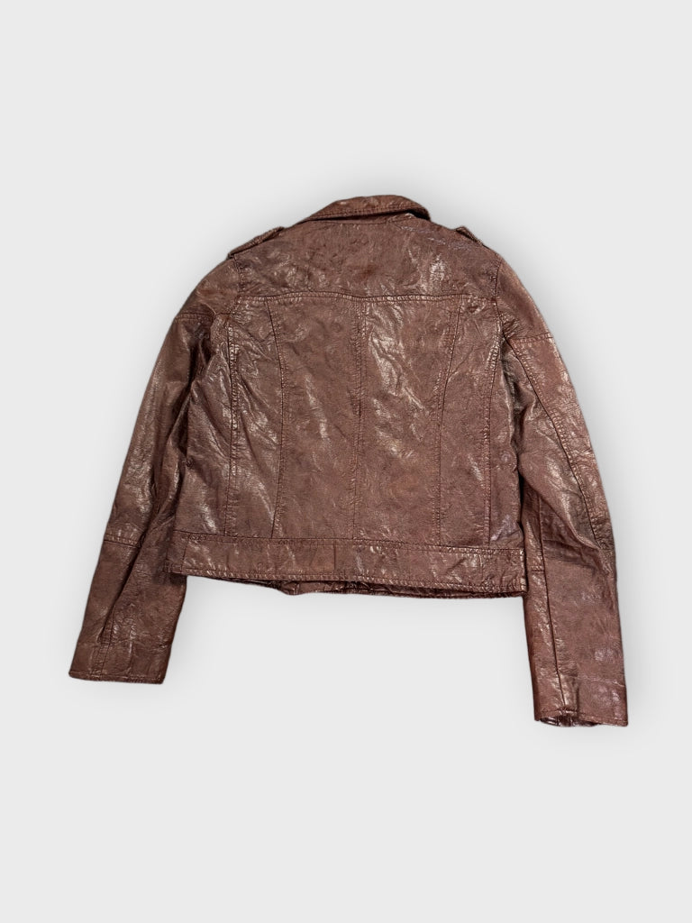 detail view, BlankNYC Burgundy Faux Leather Jacket Women, vintage Y2K second hand piece, image 4