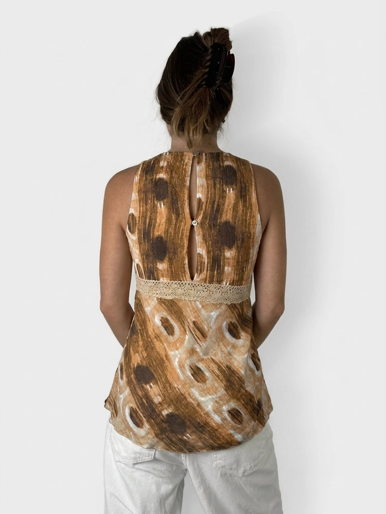 Chic Wrap Top with Lace Accents in Rust (S)