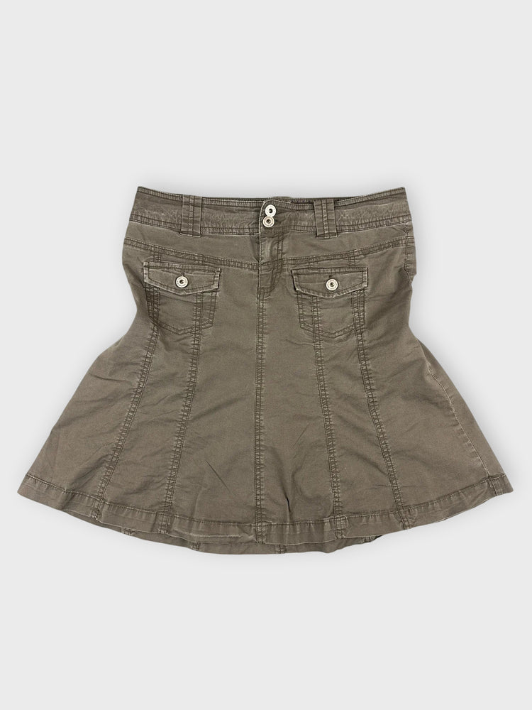 Brown Cotton Mini Skirt with Pockets (W30 / L)