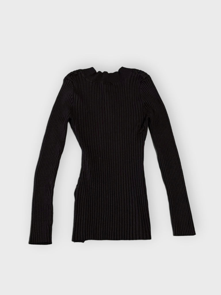 detail view, Copper Key Brown V-Neck Jumper, vintage Y2K second hand piece, image 5