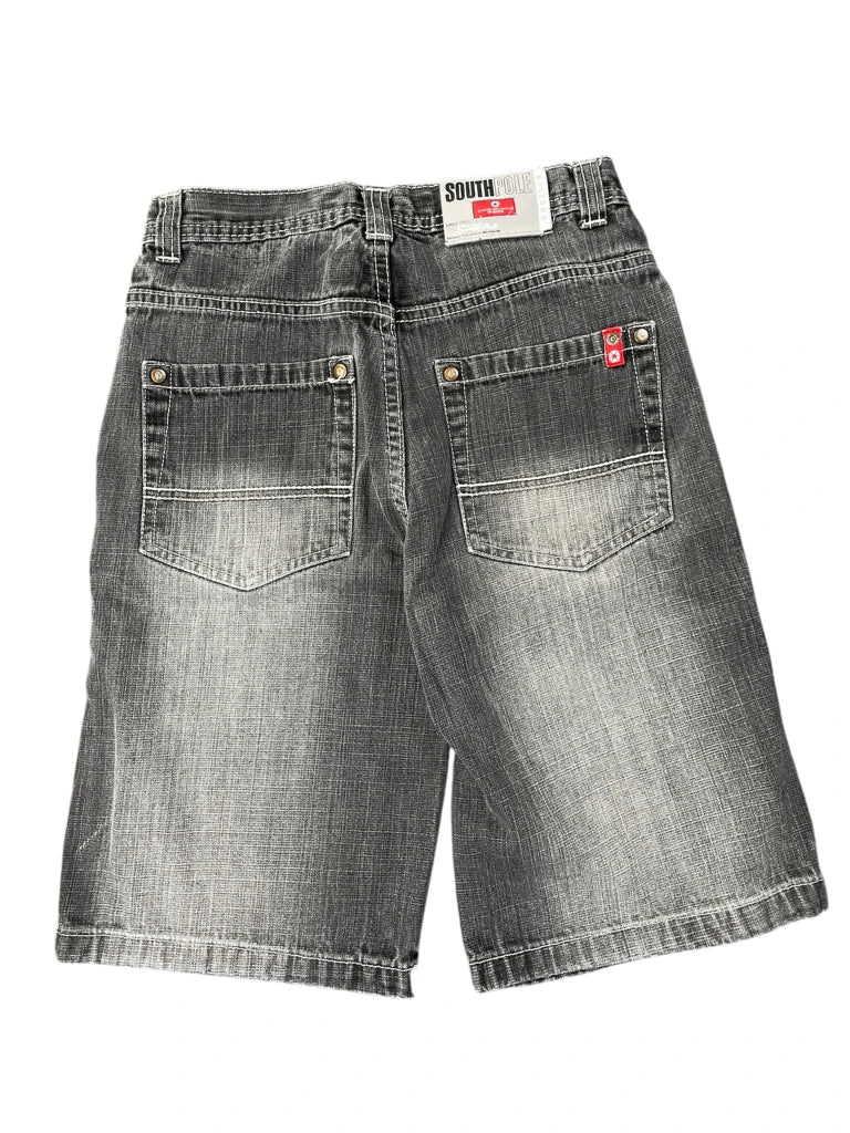 South Pole Grey Washed Vintage 3/4 Denim Shorts (S)