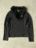 Y2K fur collar top