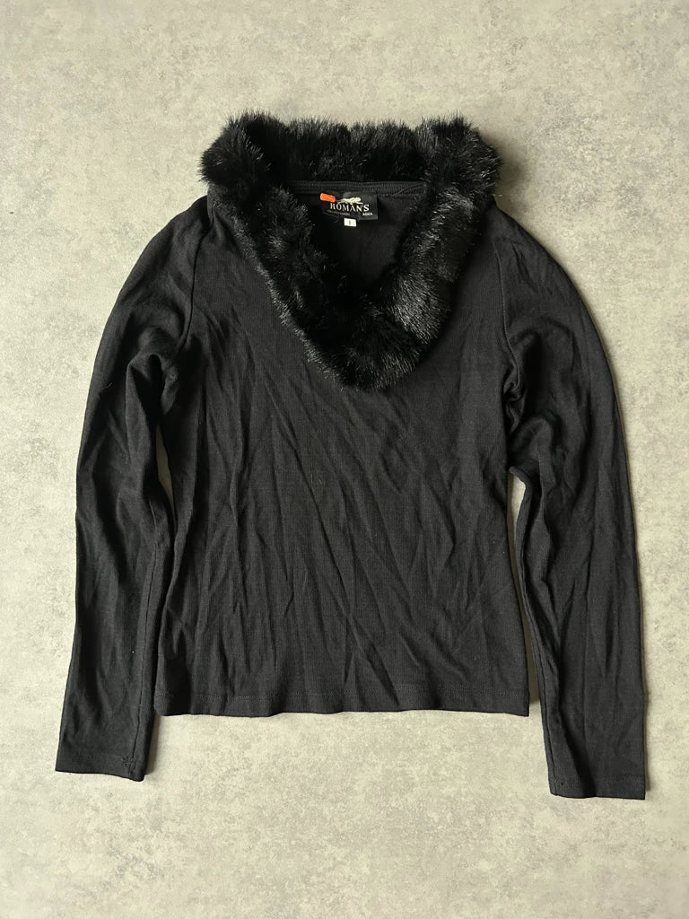 Y2K fur collar top
