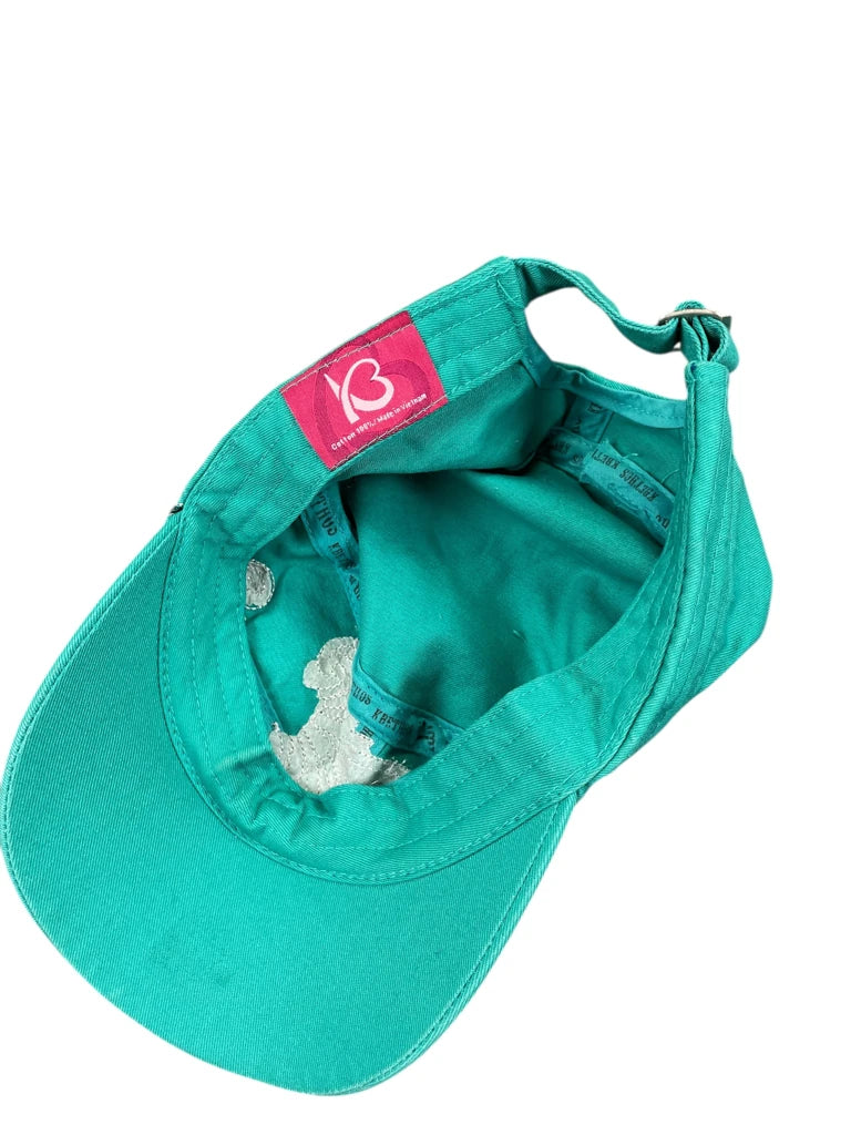 Turquoise Rhinestone Cross Military Cap (ONESIZE)