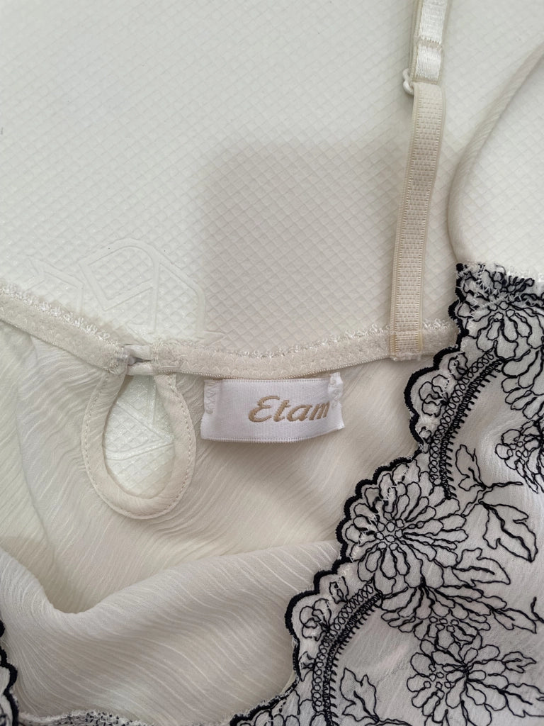 Sheer Ethereal Floral Embroidery Camisole Top Vintage Chic (XL)