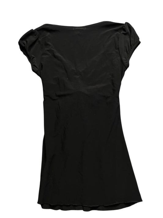 Black Tie Front Cap Sleeve Top (M)