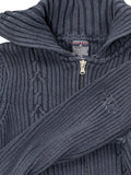 Navy Cable Knit Sweater with Folded Cuffs (S)