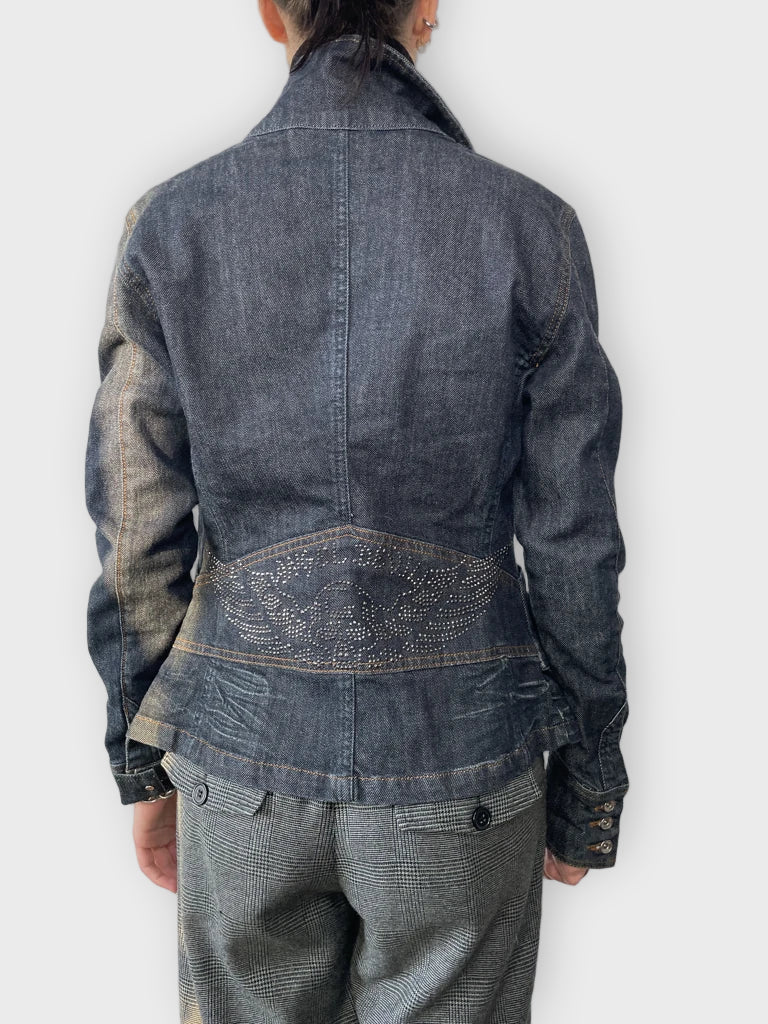 Jeans Jacket with Skull Rhinestones (M)