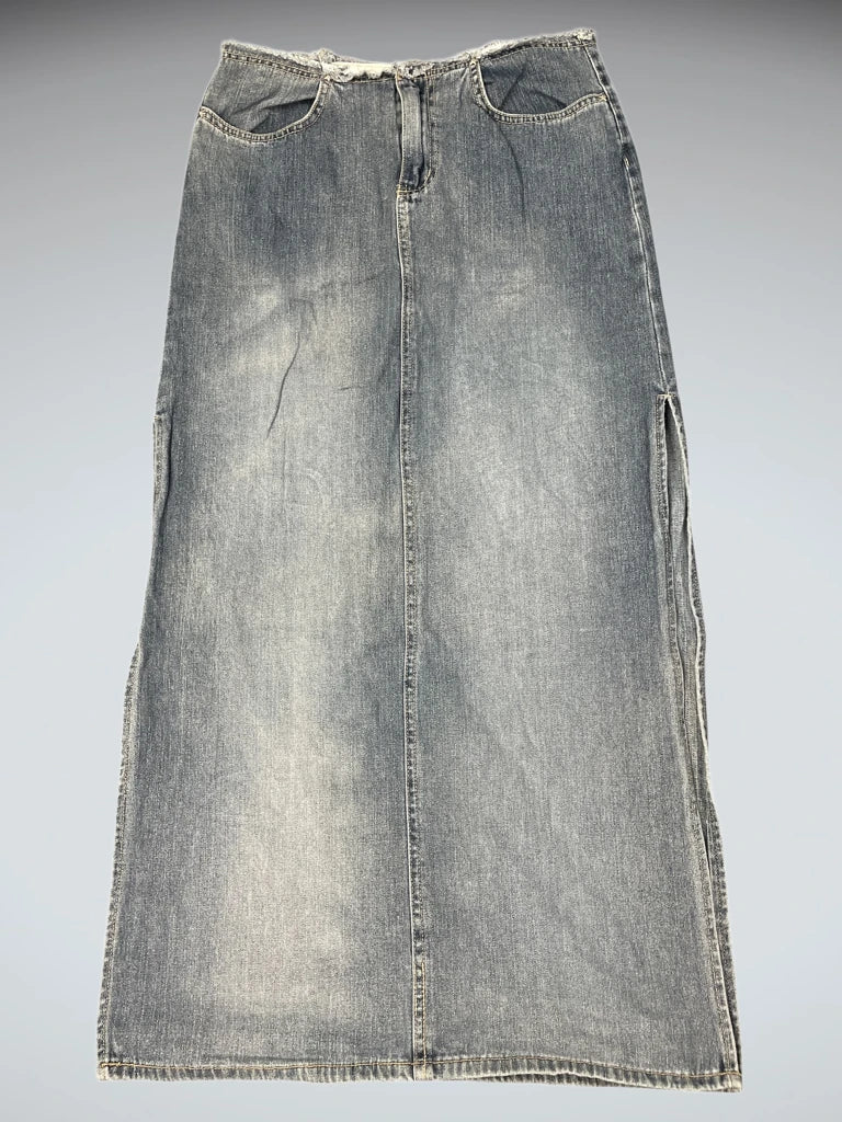 Bubblegum Vintage Faded Denim Maxi Skirt (S)