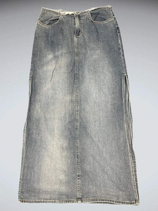 Bubblegum Vintage Faded Denim Maxi Skirt (S)