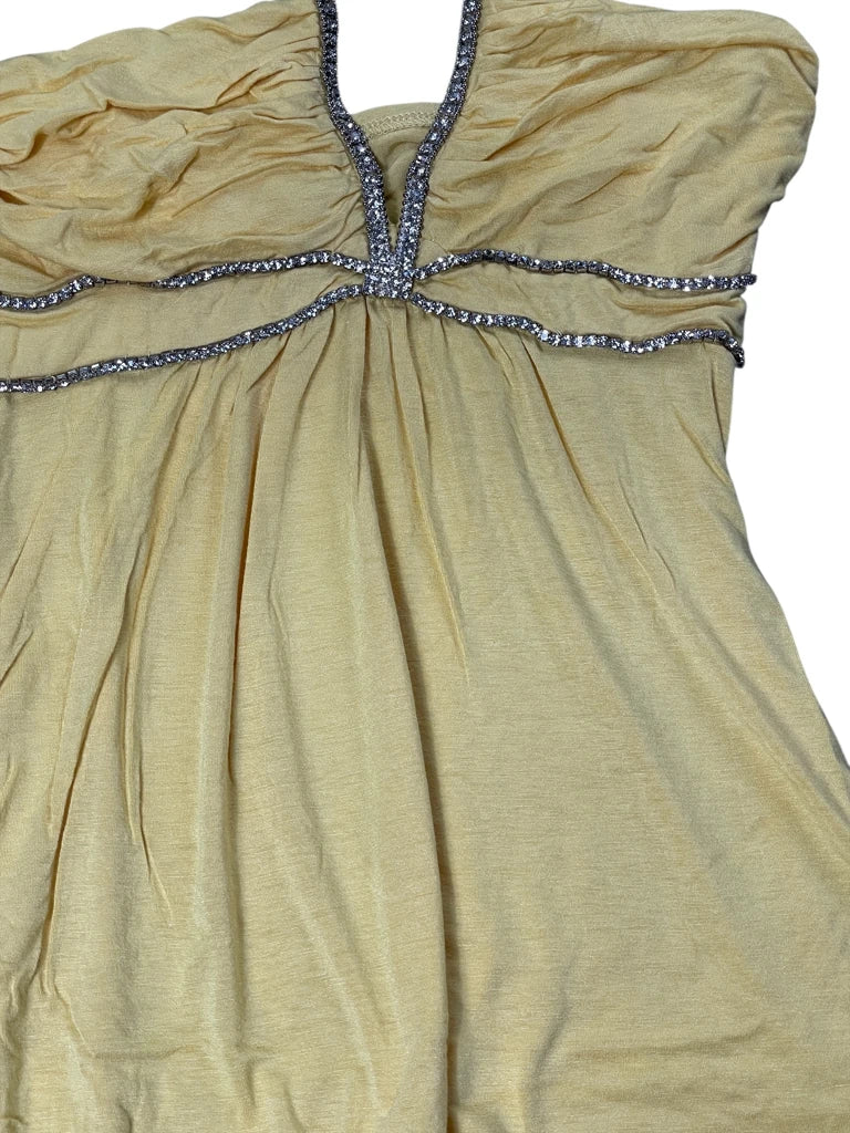 Lemon Glow Rhinestone Halter Top (M)