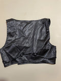Edgy Cropped U-Neck Vest Gray Faux Leather Grunge Chic (S)