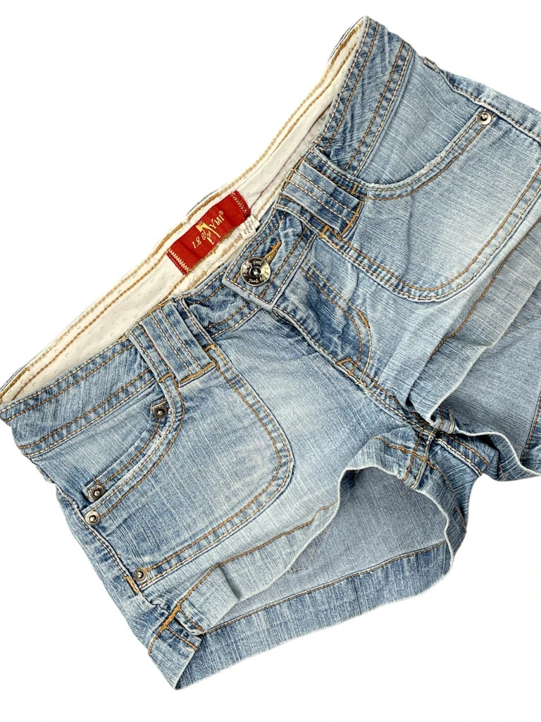 washed denim hotpants (S)