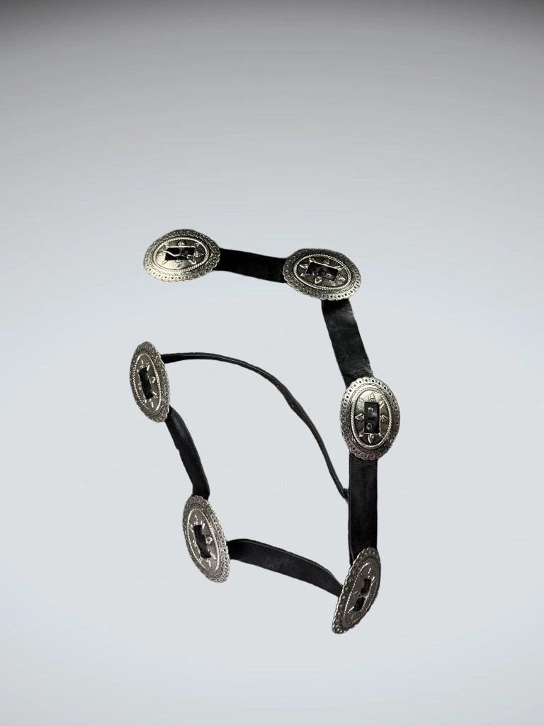 Western Style Black Concho Leather Belt (ONESIZE)