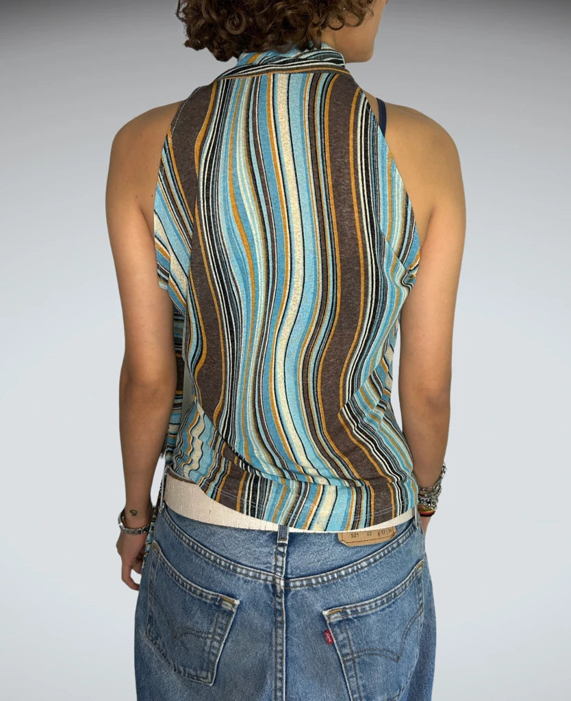 Y2k striped blue top
