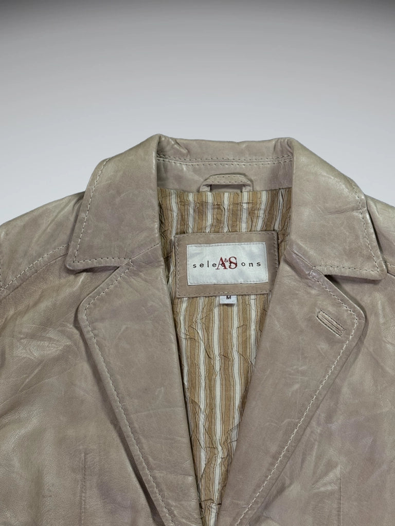 Selections Beige Genuine Leather Blazer Women (M)