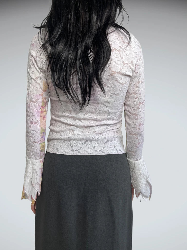 long sleeve flower top (L)
