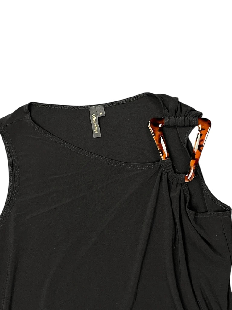 Olivia Page Black Draped Top with Shoulder Detail (M)