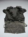 Black and Grey Ruffled Corset Top (S)