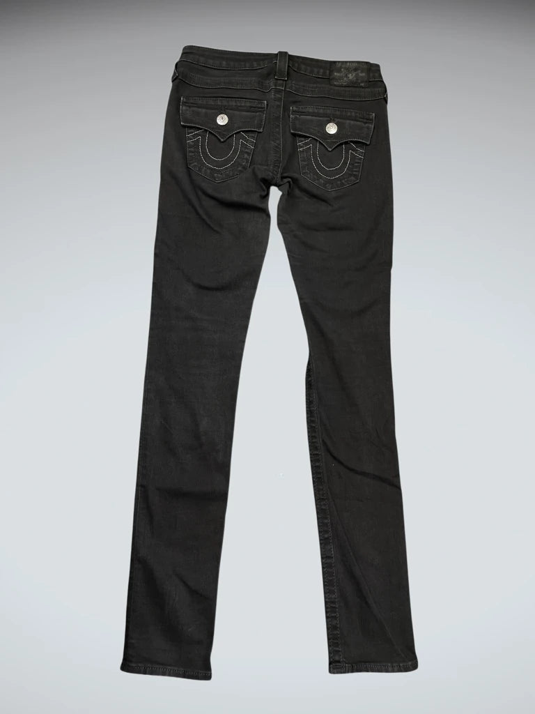 Black Slim-Fit Jeans with Flap Pockets (S)