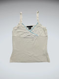 Beige Knit Tank Top with Blue Trim (M)