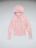 Soft Pink Hooded Zip-Up Knit Jacket (XXS)