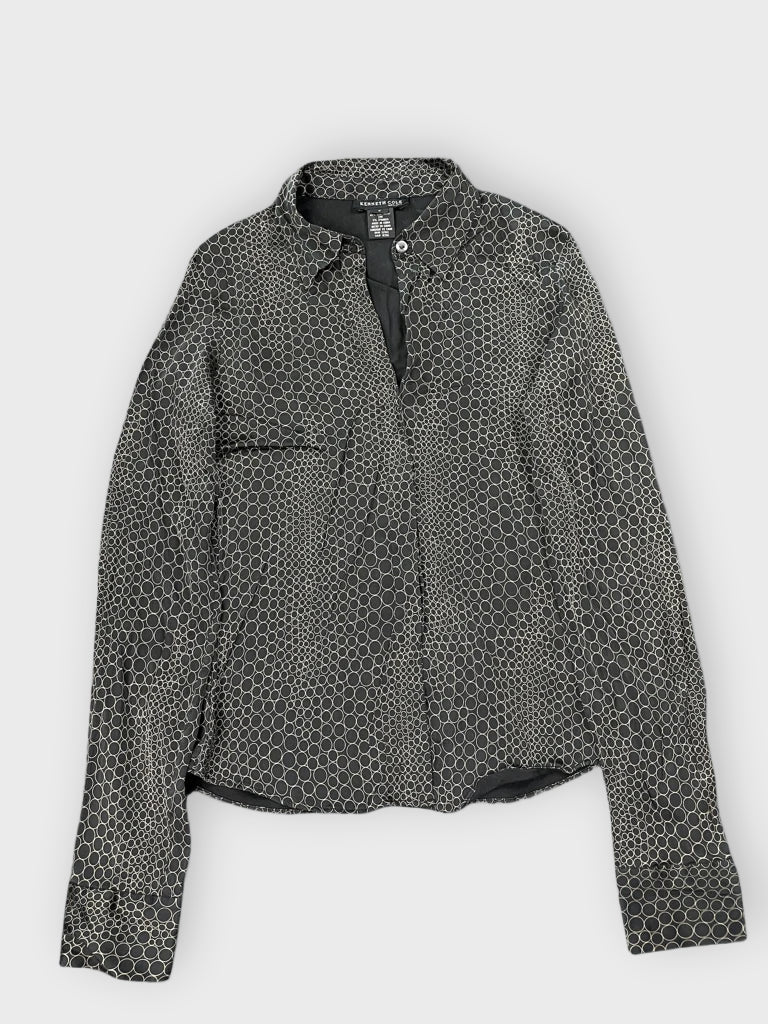 Kenneth Cole Black Silk Bubble Print Blouse (XS)