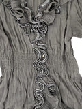 Charcoal Grey Pleated Evening Blouse (S)