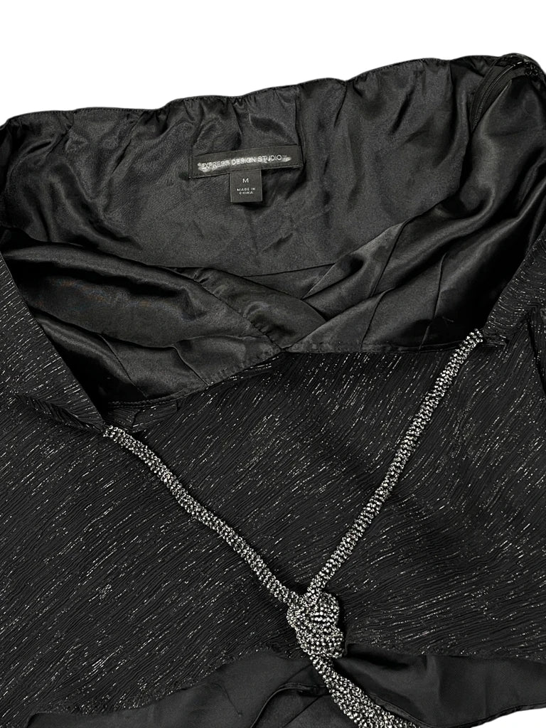 Black Satin Effect Vintage Top (M)
