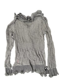 Charcoal Grey Pleated Evening Blouse (S)